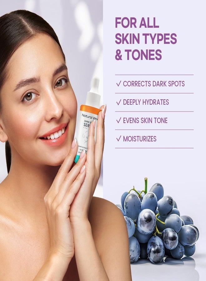 Natural Vine Dark Spot Serum: Dark Spot Remover for Face - Dark Spot Corrector with Grape Extract Fermentation Complex Hyaluronic Acid Vitamin E for Brighter Even Skin Tone 1 FL OZ - Image 2